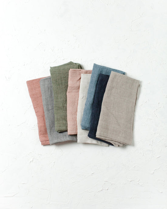 Stone Washed Linen Hemmed Dinner Napkins