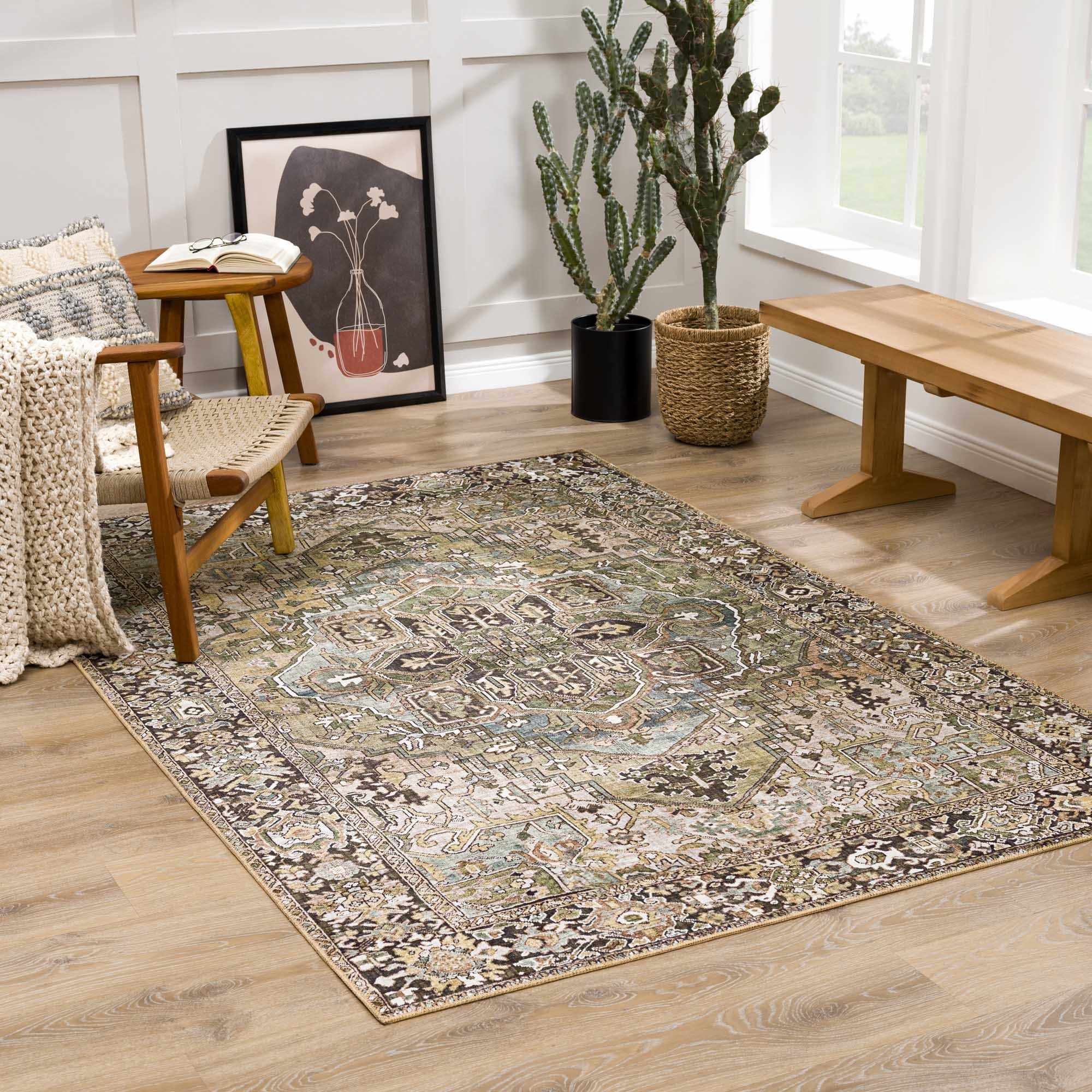 Neyland Polyester Rug, Sage Green