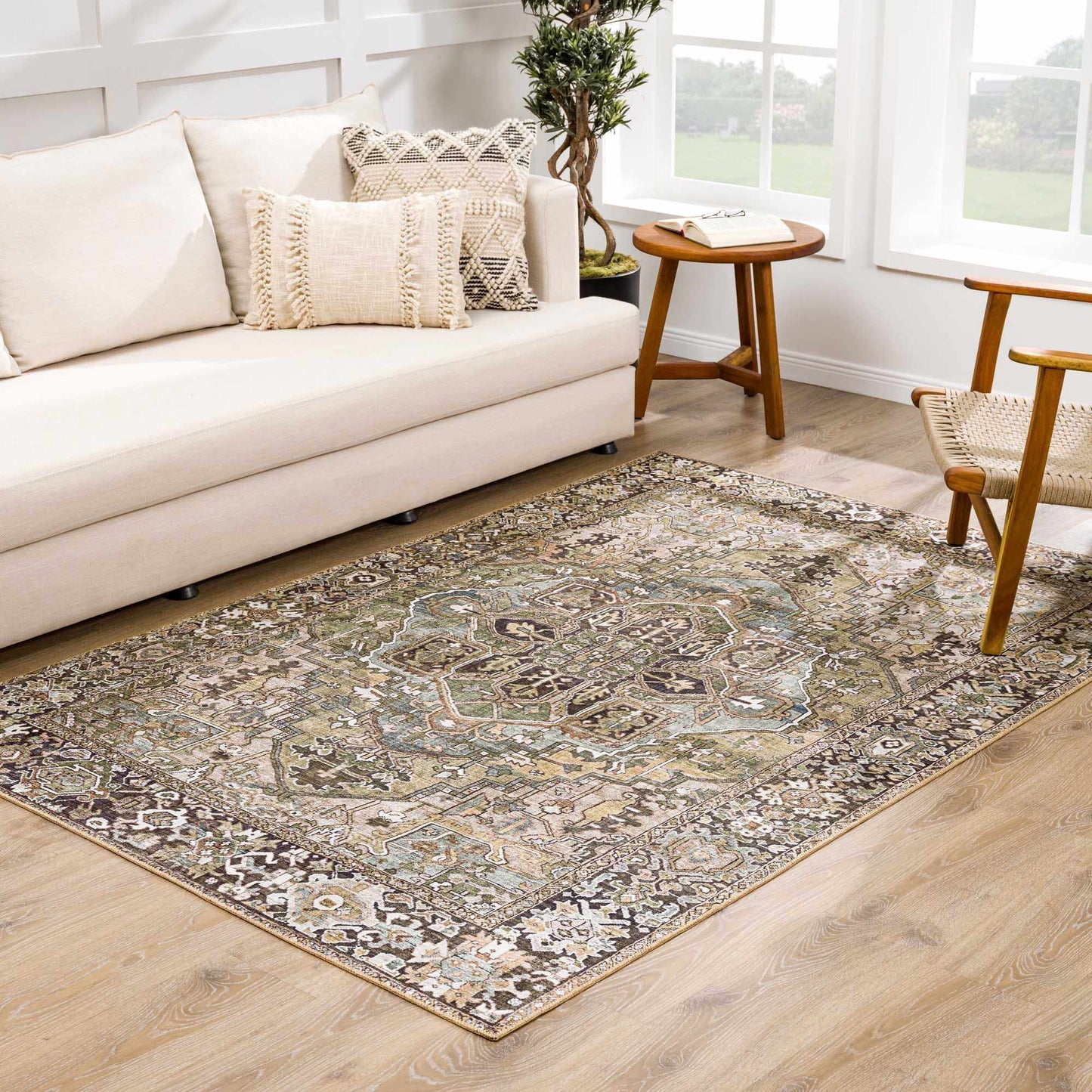 Neyland Polyester Rug, Sage Green