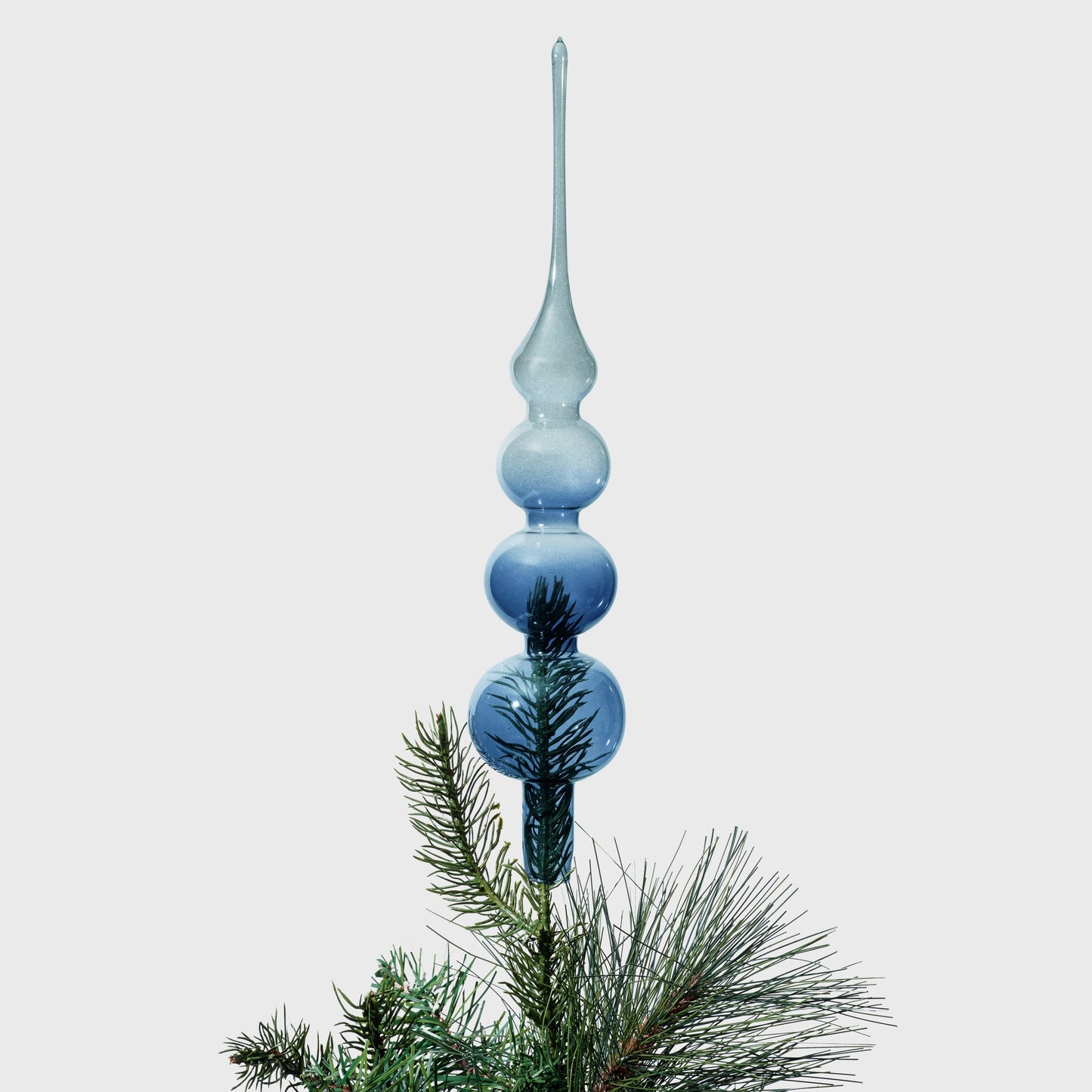 Glass Bubble Tree Topper, Navy and Grey