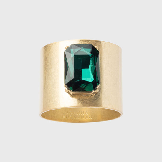 Single Gem Napkin Rings, Emerald, Set of Two