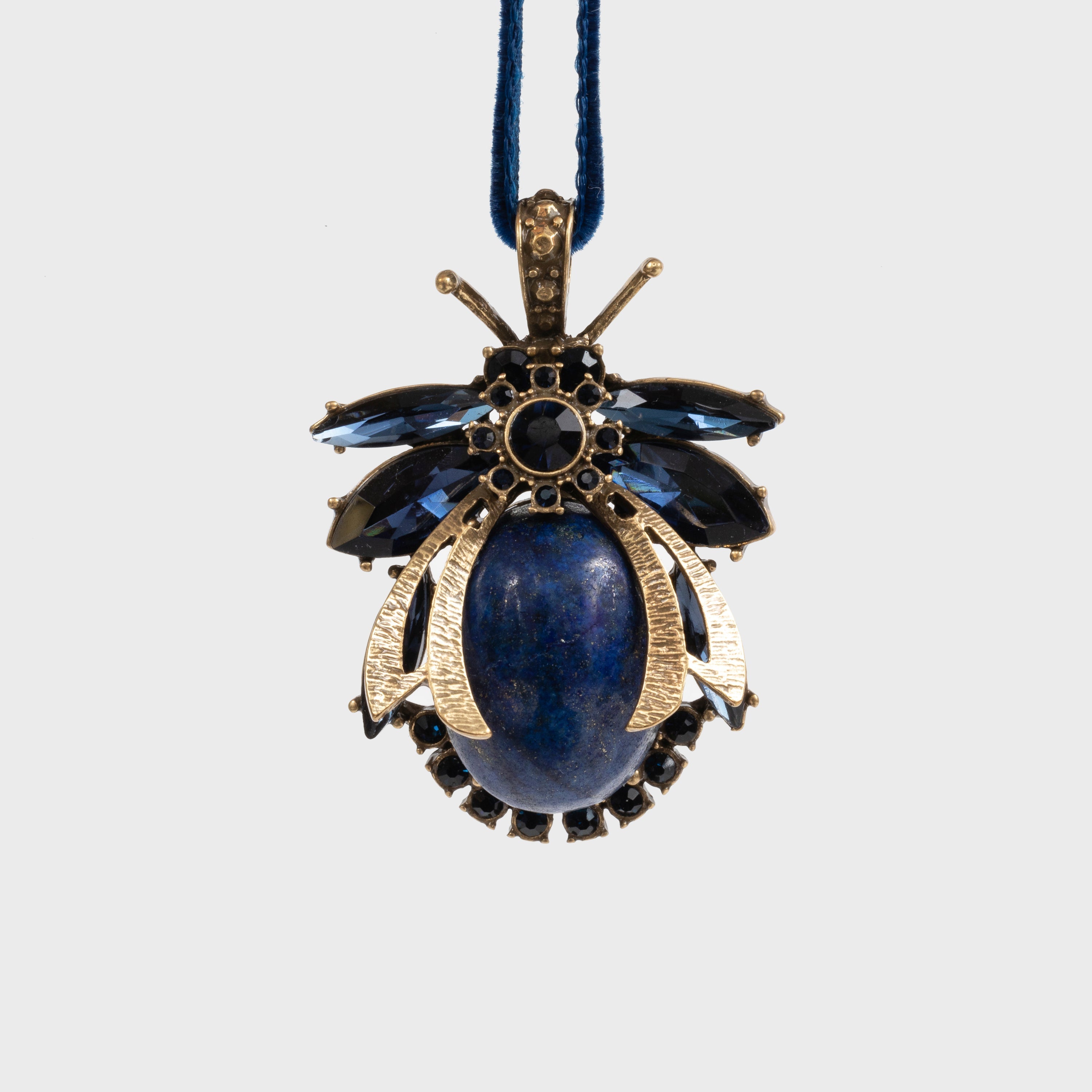 Vintage Bug Hanging Ornament, Lapis Lazuli