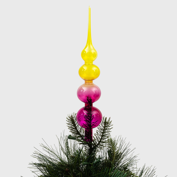 Glass Bubble Ombre Tree Topper, Pink and Citrine