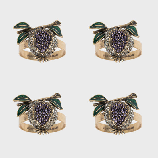 Pomegranate Skinny Napkin rings, Set of Four