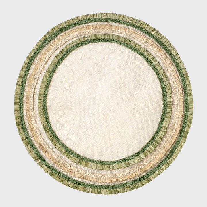 Ruffle Edge Straw Placemats, Green, Set of Four