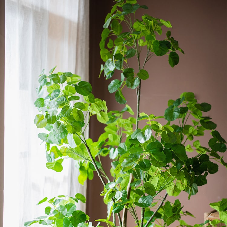 Silk Artificial Apple Banyan Leaf Tree In Pot