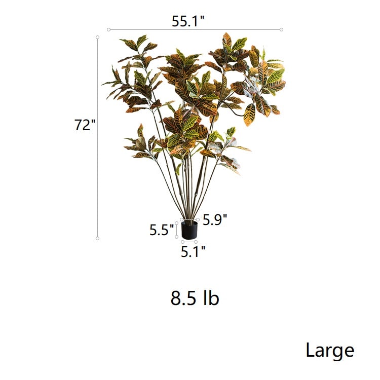 Large Leaf Artificial Croton Tree In Pot