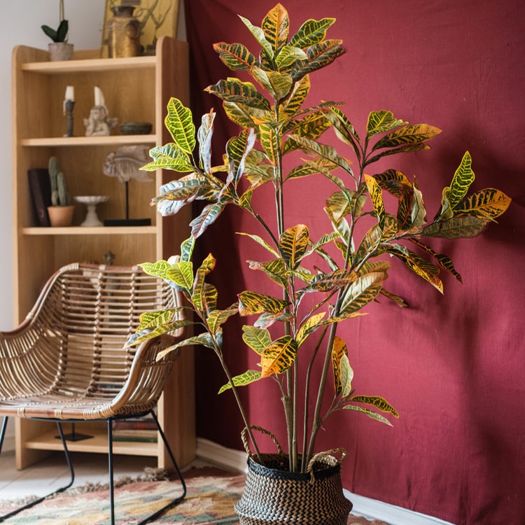 Large Leaf Artificial Croton Tree In Pot