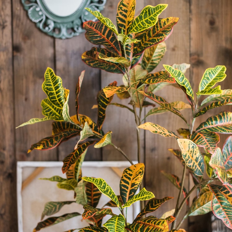 Large Leaf Artificial Croton Tree In Pot