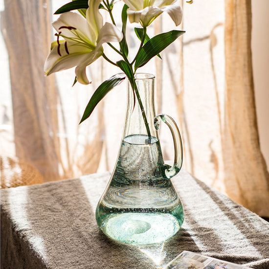 Small Openning Bubble Glass Kettle Vase 13" Tall