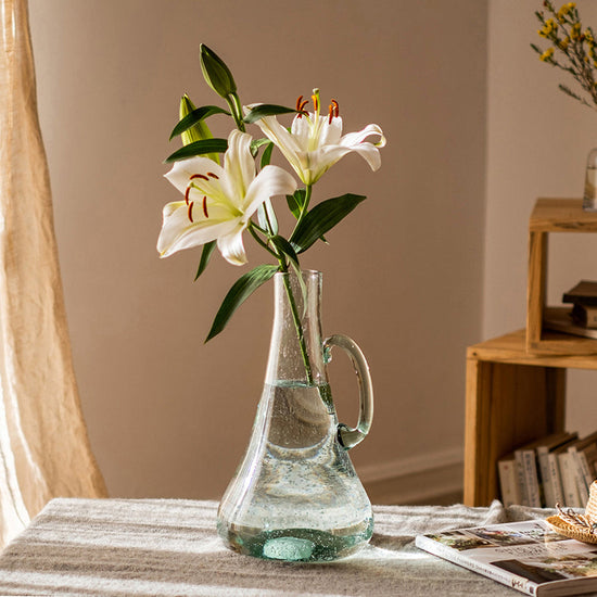 Small Openning Bubble Glass Kettle Vase 13" Tall