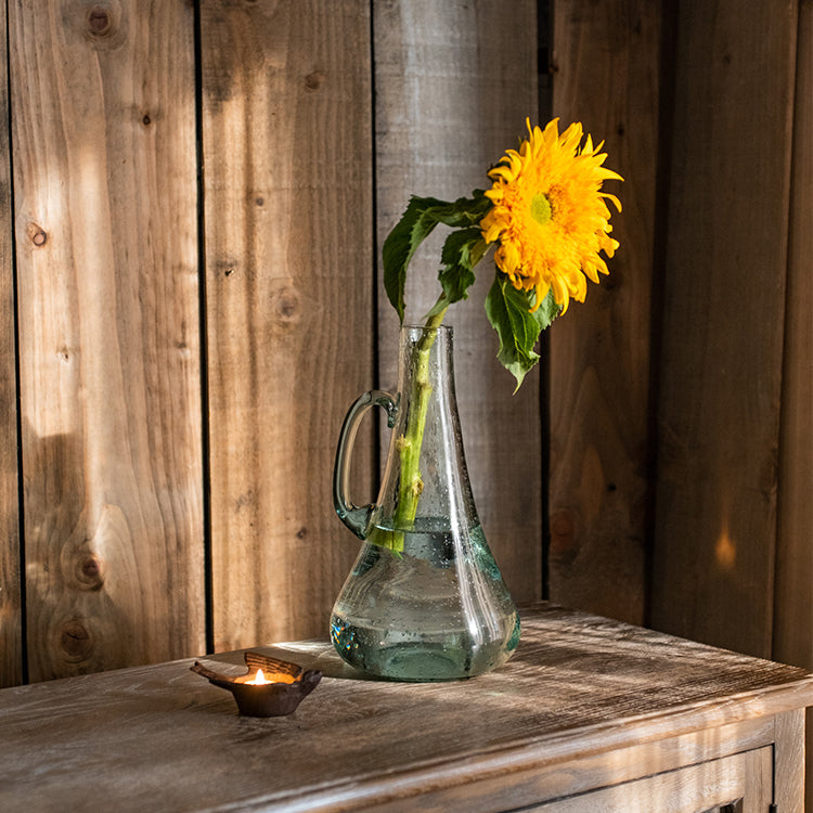 Small Openning Bubble Glass Kettle Vase 13" Tall