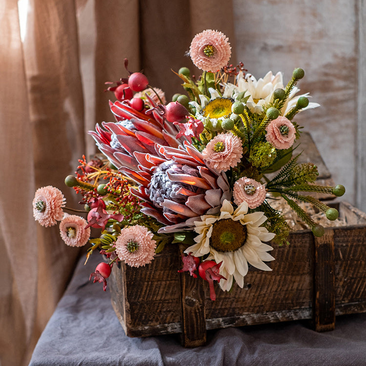 Rust Pink Spring Farm Bouquet 16" Tall