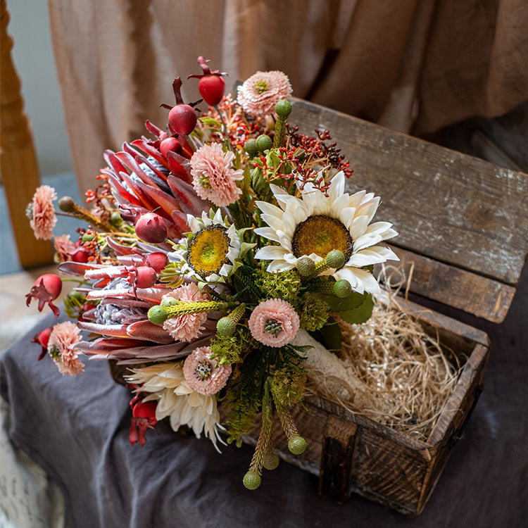 Rust Pink Spring Farm Bouquet 16" Tall