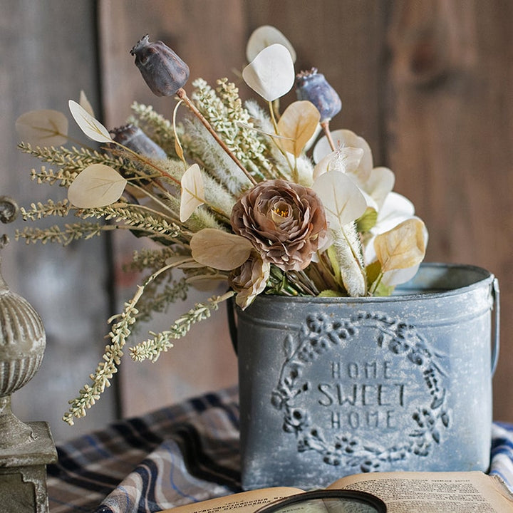 Iron Carry Flower Pot Gray Sweet Home