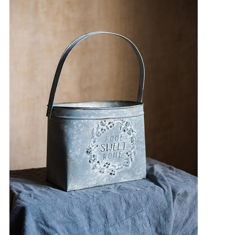 Iron Carry Flower Pot Gray Sweet Home