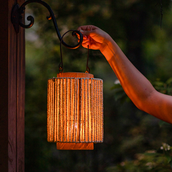 Portable Lantern Candle Holder Rope Paper Lantern