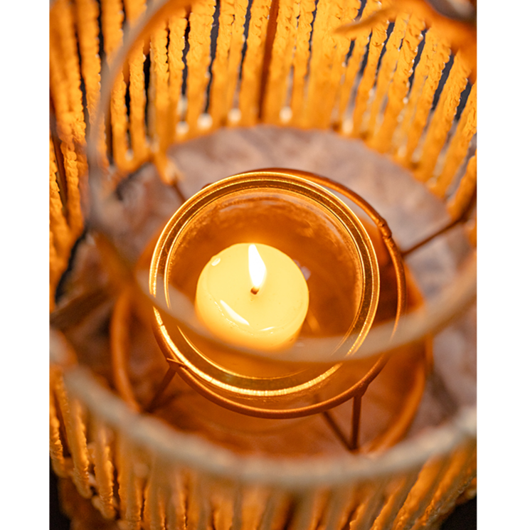 Portable Lantern Candle Holder Rope Paper Lantern