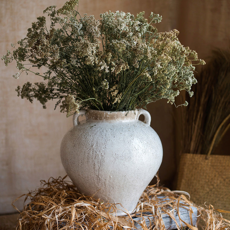 Large French Country White Ceramic Flower Vase