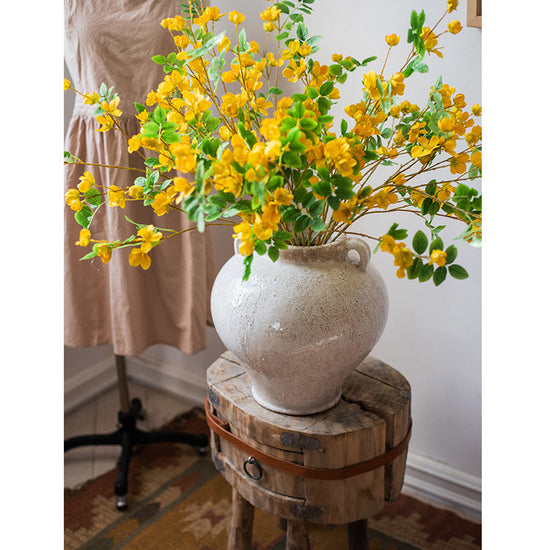 Large French Country White Ceramic Flower Vase