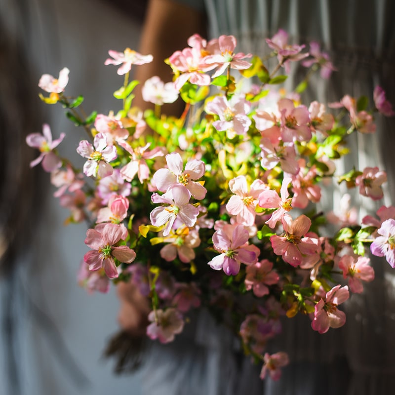 Silk Faux Gaura Flower Stem in Pink or Purple 20" Tall