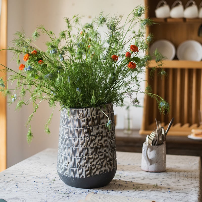 Geometry Line Ceramic Stoneware Flower Pot