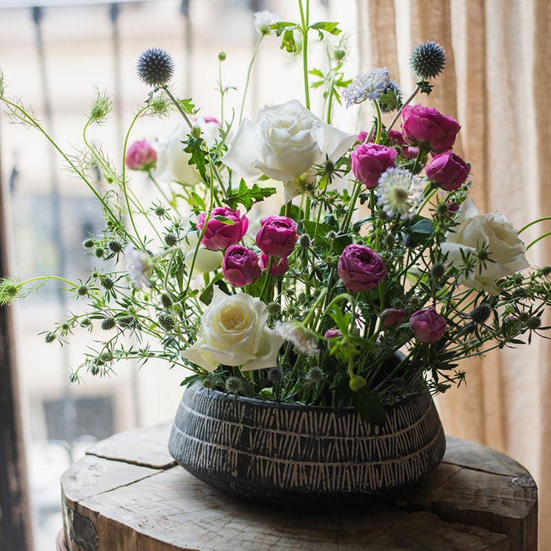 Geometry Line Ceramic Stoneware Flower Pot