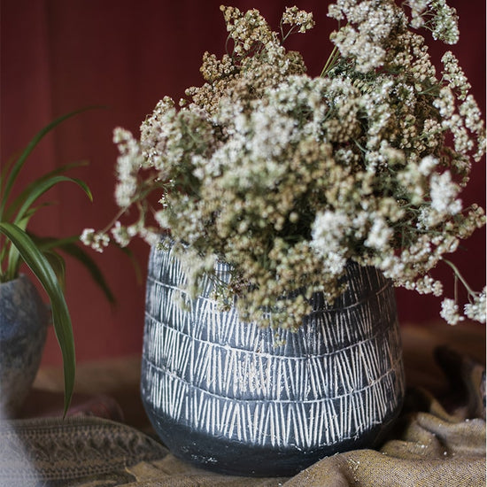 Geometry Line Ceramic Stoneware Flower Pot