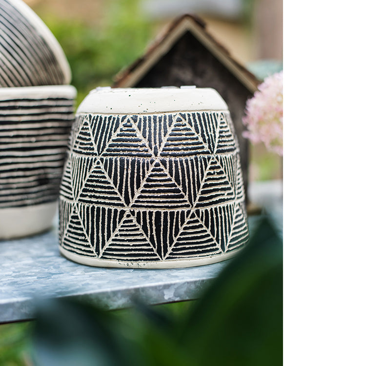 Geometric Art Concrete Flower Pot