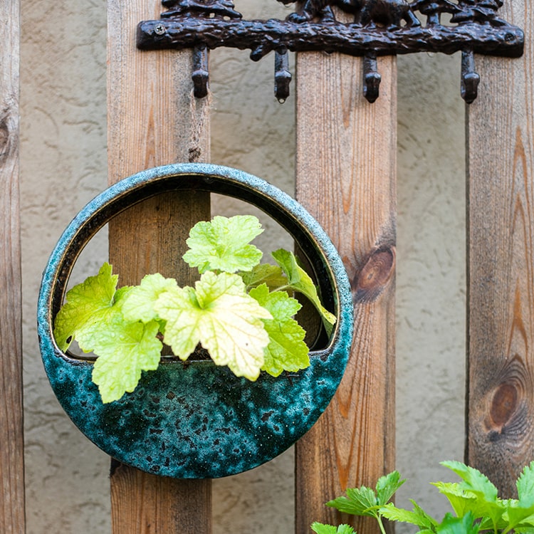 Green Coarse Ceramic Wall Hanging Planter Half Round