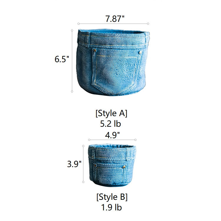 Pants for Plants Blue Jeans Cement Flower Pot