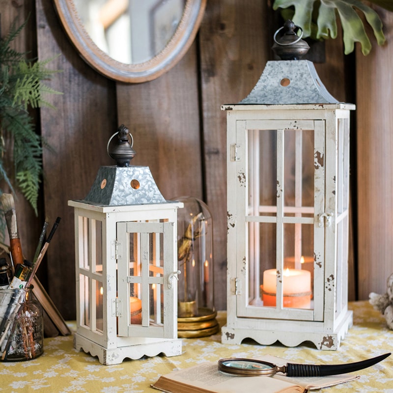 Lantern House Candle Holder in White