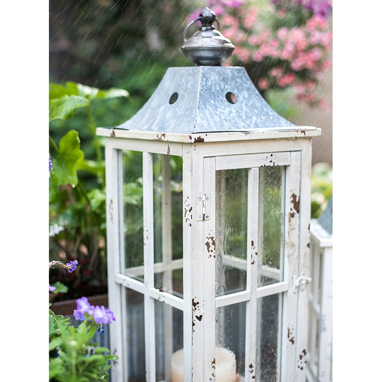 Lantern House Candle Holder in White