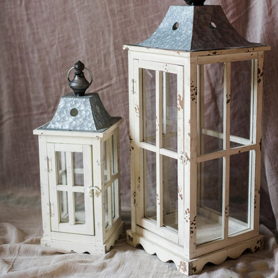 Lantern House Candle Holder in White