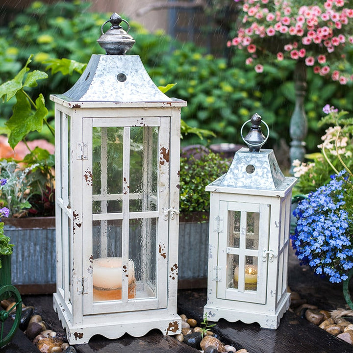 Lantern House Candle Holder in White