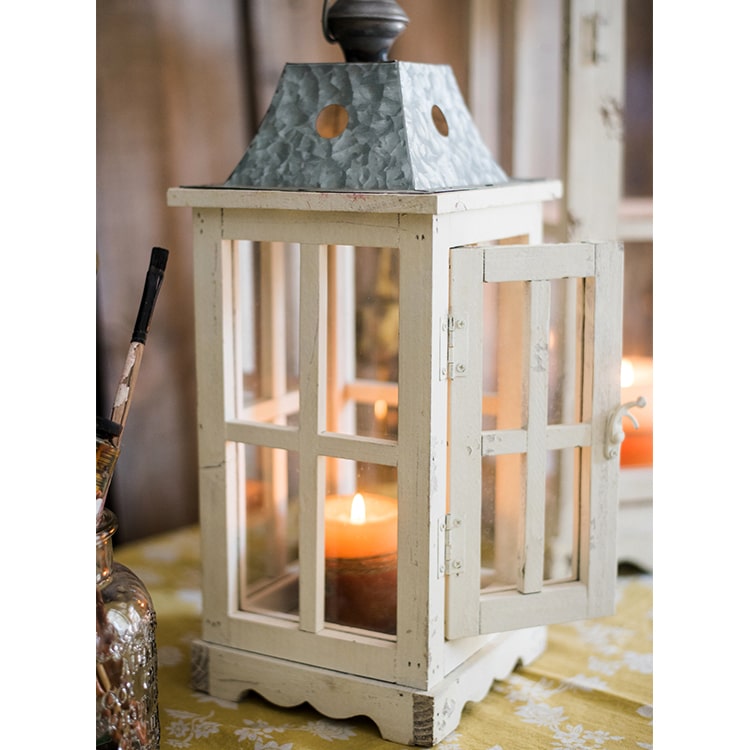 Lantern House Candle Holder in White