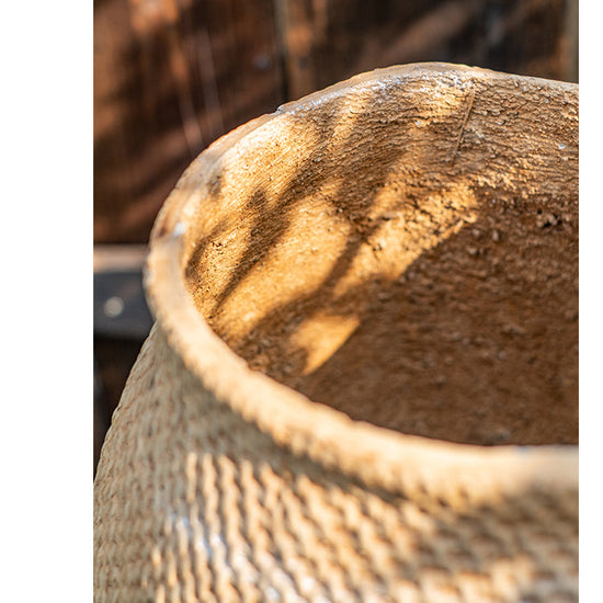 Large Basket Cement Pot Backyard Planter