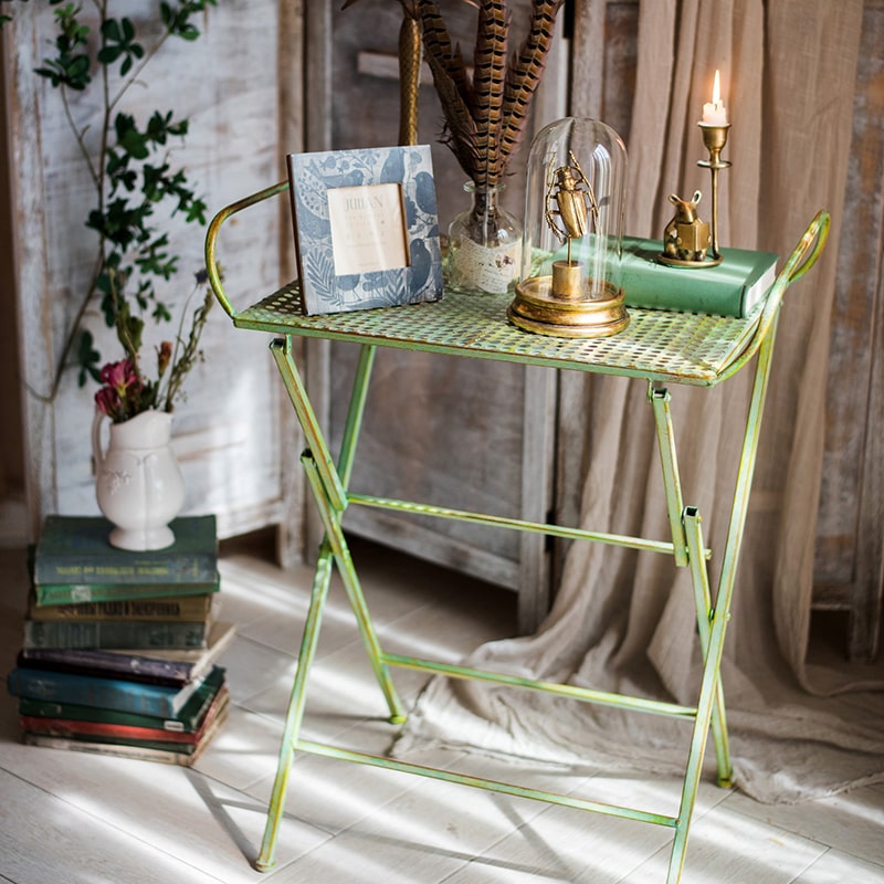 Green Farmhouse Metal Side Table