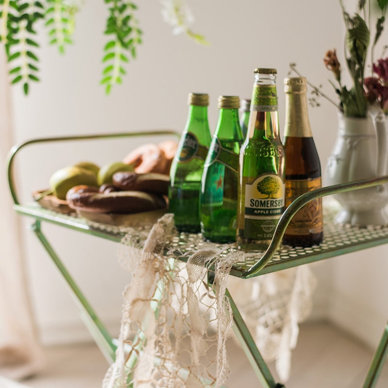 Green Farmhouse Metal Side Table