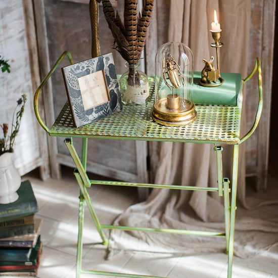 Green Farmhouse Metal Side Table