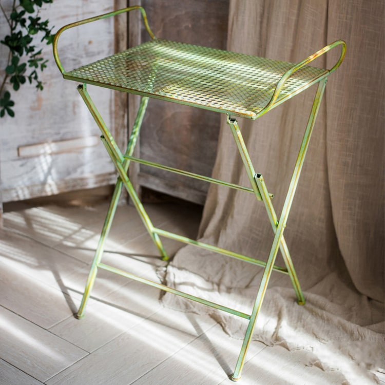 Green Farmhouse Metal Side Table