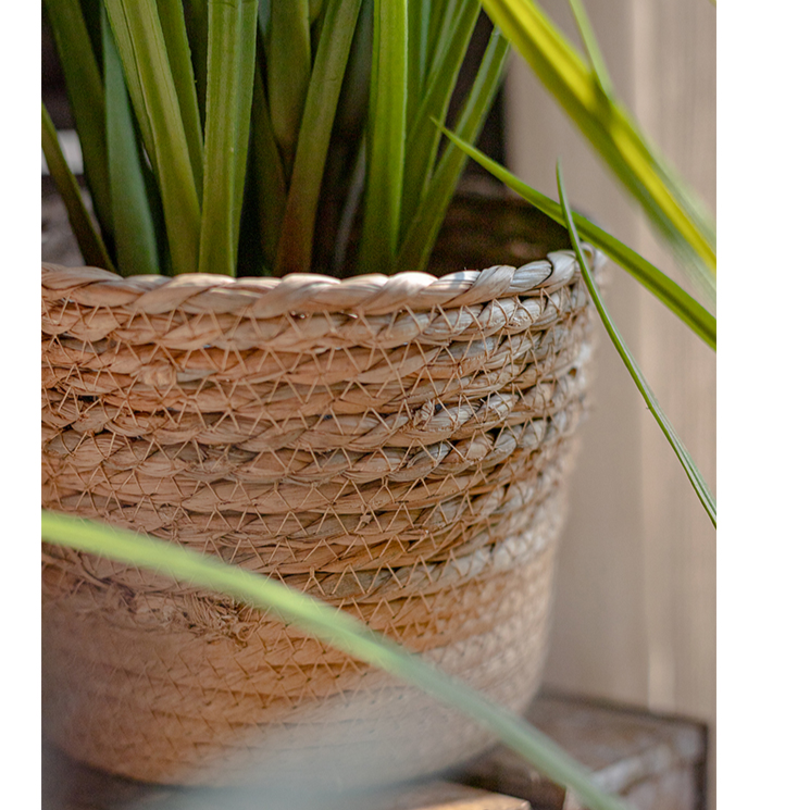 Natural Straw Desktop Flower Basket