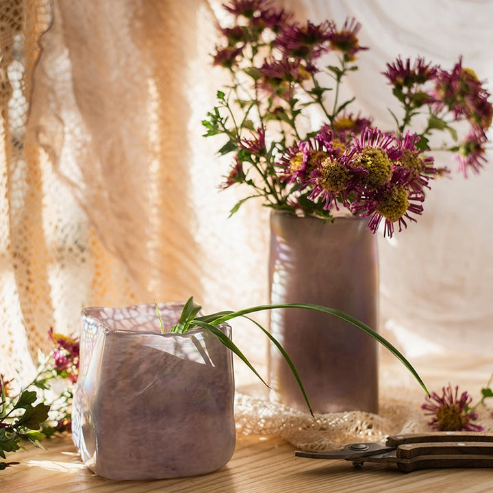 Pink Morandi Color Art Glass Vase