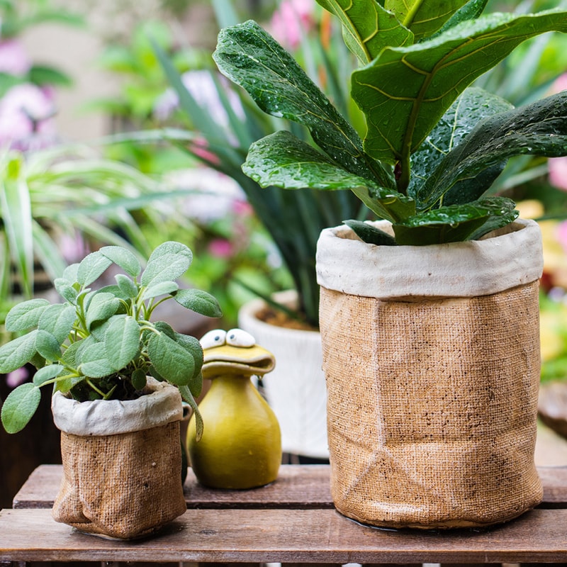 Paper Bag Style Concrete Garden Pot