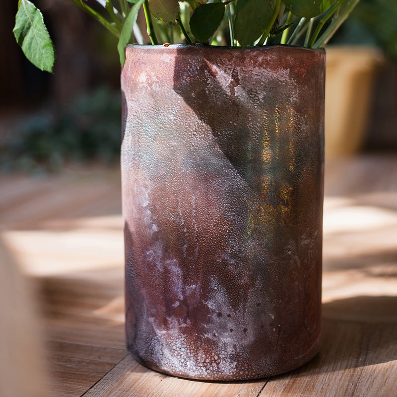 Rust Style Art Glass Vase