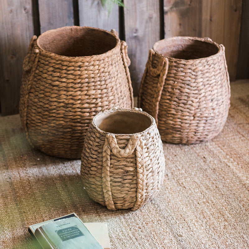 Large Rope Basket Cement Planter