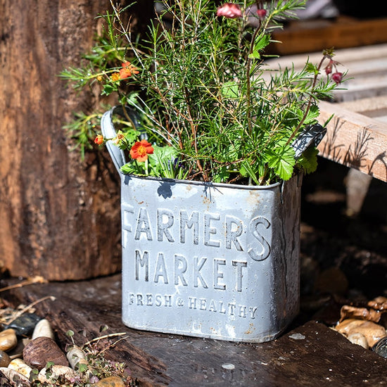 Rectangular Flower Pot Gray Farmers Market