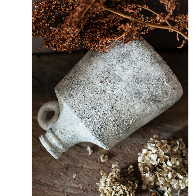 Small Opening Rough Textured Dried Flower Vase