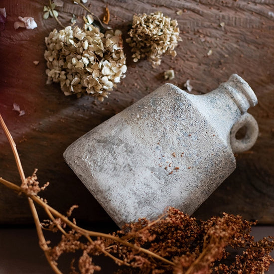 Small Opening Rough Textured Dried Flower Vase