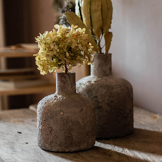 Small Opening Stoneware Terracotta Vase